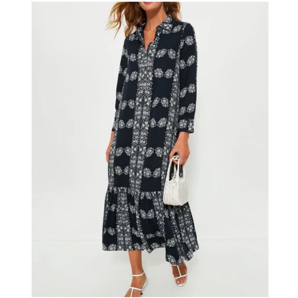 Tuckernuck Black and White Printed Maxi Shirt Dress